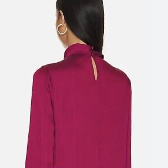 Paige Women’s Ceres Keyhole Blouse Lightweight Silky Knit Mulberry Sz Medium - Picture 4 of 13